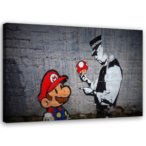 OBRAZ NA PŁÓTNIE MŁODZIEZOWY Banksy Super Mario 100x70