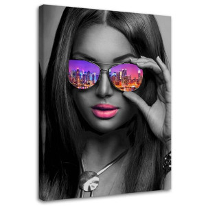 OBRAZ NA PŁÓTNIE Pop Art Kobieta Okulary Nowy jork 80x120