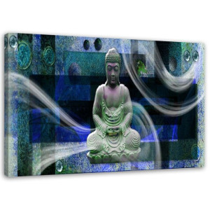 OBRAZ NA PŁÓTNIE Buddha Feng Shui niebieski 120x80