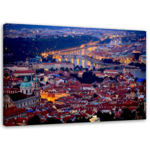 OBRAZ NA PŁÓTNIE Praga Miasto Noc 60x40