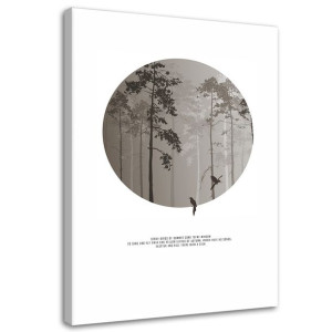 OBRAZ NA PŁÓTNIE Ptaki Las Natura Mgła 80x120