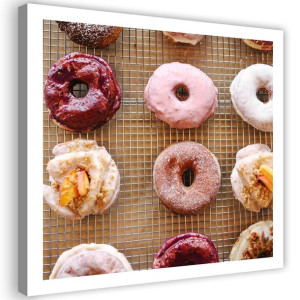 OBRAZ NA PŁÓTNIE Kolorowe Donuty Pączki 50x50