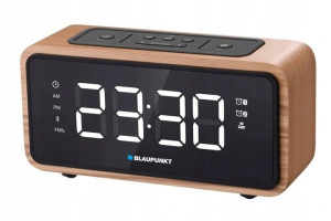 Drewniane Radio Z Budzikiem Bluetooth Fm Głośnik