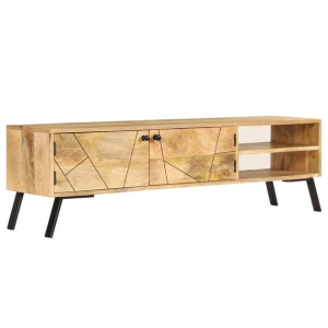 Szafka pod telewizor, lite drewno mango, 140 x 30 x 40 cm