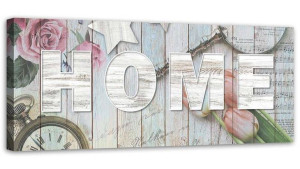 OBRAZ NA PŁÓTNIE Napis HOME Rustykalny 120x40