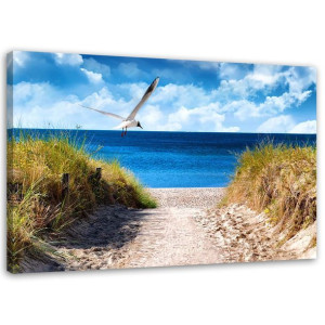 OBRAZ NA PŁÓTNIE Plaża Wydmy Mewa 60x40