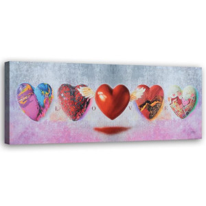 OBRAZ NA PŁÓTNIE Serce Love Czerwony 120x40