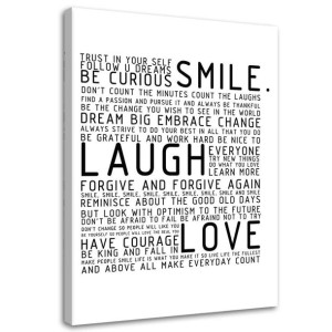 OBRAZ NA PŁÓTNIE Napis Smile laugh love 40x60