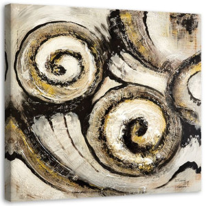 OBRAZ NA PŁÓTNIE Abstrakcja Spirala Beżowy 50x50