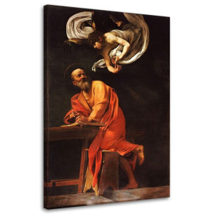OBRAZ NA PŁÓTNIE REPRODUKCJA Św.Mateusz i Anioł - Caravaggio 80x120