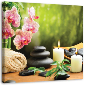OBRAZ NA PŁÓTNIE Świece Storczyk Zen Spa 60x60