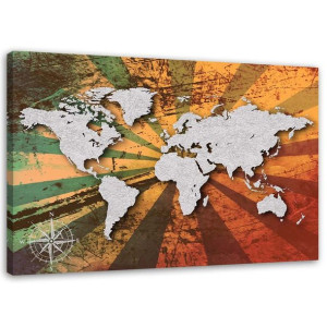 OBRAZ NA PŁÓTNIE Mapa Kolorowa Vintage 120x80