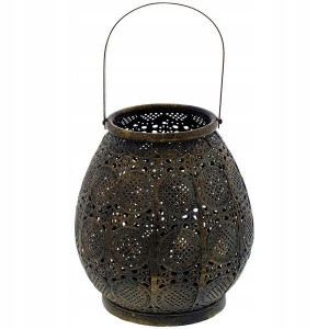 Orientalna Latarnia metalowa turkus vintage 18 cm