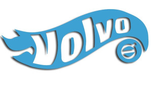 Wycinana naklejka VOLVO a'la hot wheels błękitna