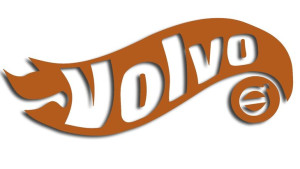 Wycinana naklejka VOLVO a'la hot wheels brązowa