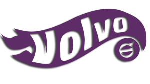 Wycinana naklejka VOLVO a'la hot wheels fioletowa