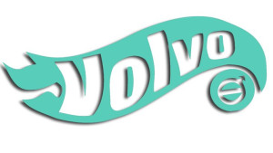 Wycinana naklejka VOLVO a'la hot wheels miętowa