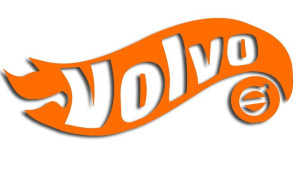 Wycinana naklejka VOLVO a'la hot wheels pomarańczowa
