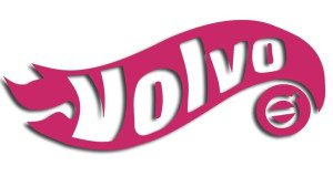 Wycinana naklejka VOLVO a'la hot wheels różowa