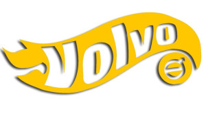 Wycinana naklejka VOLVO a'la hot wheels żółta
