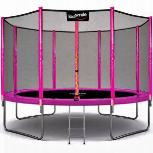 TRAMPOLINA OGRODOWA KIDSMILE 12ft 374 cm drabinka Różowa T0-02