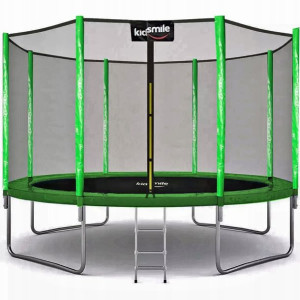 TRAMPOLINA OGRODOWA KIDSMILE 12ft 374 cm drabinka Zielona T0-02