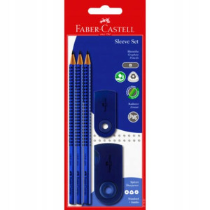 FABER-CASTELL zestaw Sleeve Set, 3 ołówki B, gumka