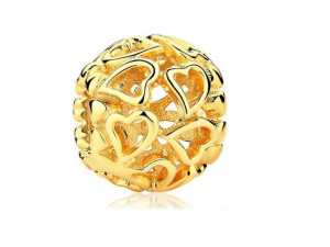 Srebrny Koralik Charms Beads Serca Serduszka Heart