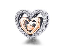 Srebrny Koralik Charms Beads Serce Miłość Love