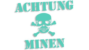 Wycinana naklejka ACHTUNG MINEN miętowa