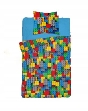 Pościel bawełniana świecąca 140x200 Klocki Lego