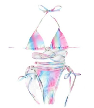 Strój kąpielowy sexy bikini wiązany pastelowy S