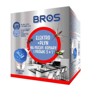 Bros 3W1 Elektrofumigator z Płynem Na Muchy, Komary i Mrówki 127 g