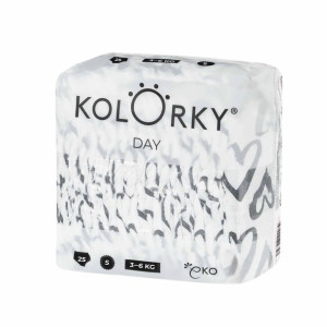 KOLORKY DAY Ekologiczna Pieluszka Jednorazowa Serduszka s 3-6 Kg 25 szt.