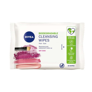 Nivea BIODEGRADABLE Chusteczki Do Demakijażu Cera Sucha i Wrażliwa 25 szt.