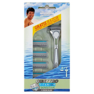 Wilkinson QUATTRO TITANIUM SENSITIVE Maszynki Do Golenia + 4 Ostrza 1 szt.