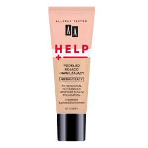 AA HELP Podkład 01 Ivory Kojąco-nawilżający Niebrudzący 30 ml