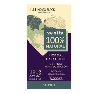 Venita 100% NATURALNA Farba Do Włosów 1.11 Czerń Indygo 100 g