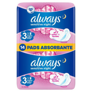 Always Ultra Sensitive Night  Podpaski 14 szt.