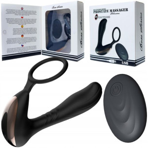 Masażer Prostaty Z Pierścieniem Na Jądra+pilot Usb