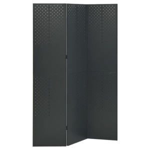 Parawan 3-panelowy, antracytowy, 120 x 180 cm, sta