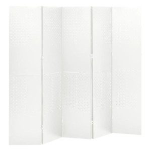 Parawan 5-panelowy, biały, 200 x 180 cm, stalowy