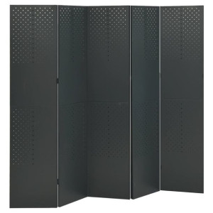 Parawan 5-panelowy, antracytowy, 200 x 180 cm, sta