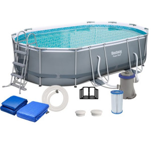 Basen ogrodowy stelażowy Bestway 56448 488X305X107cm pokrywa pompa 10w1