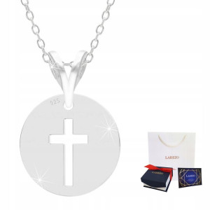 Łańcuszek srebrny naszyjnik 925 Krzyż W Kółku