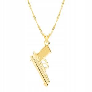 Łańcuszek złoty naszyjnik 925 Duży Pistolet