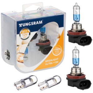 Żarówki H11 TUNGSRAM Megalight Ultra +150% 12V 55W + LED W5W