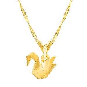 Łańcuszek złoty naszyjnik 925 Łabędź Origami