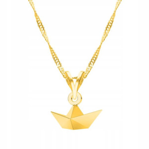 Łańcuszek złoty naszyjnik 925 Łódka Origami Łódź
