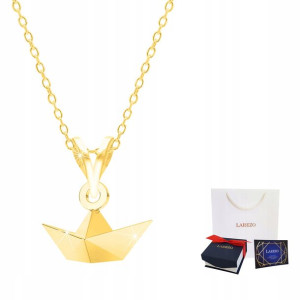 Łańcuszek złoty naszyjnik 925 Łódka Origami Łódź